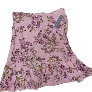 Passports Skirt Purple Floral Women's Flare NWT